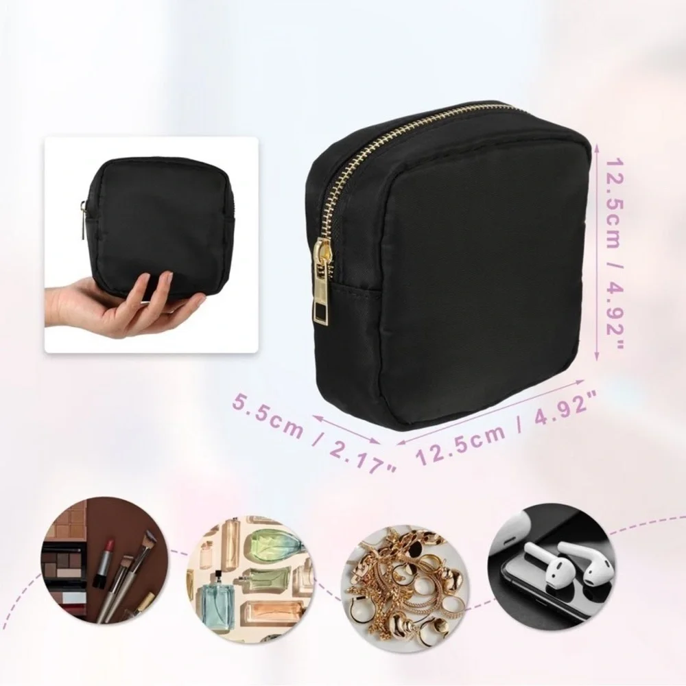 Black nylon waterproof Cosmetic bag black NWOT